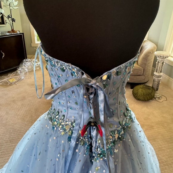 Mori Lee dress prom party wedding blue size 12 princess god mother halloween. - Picture 7 of 16